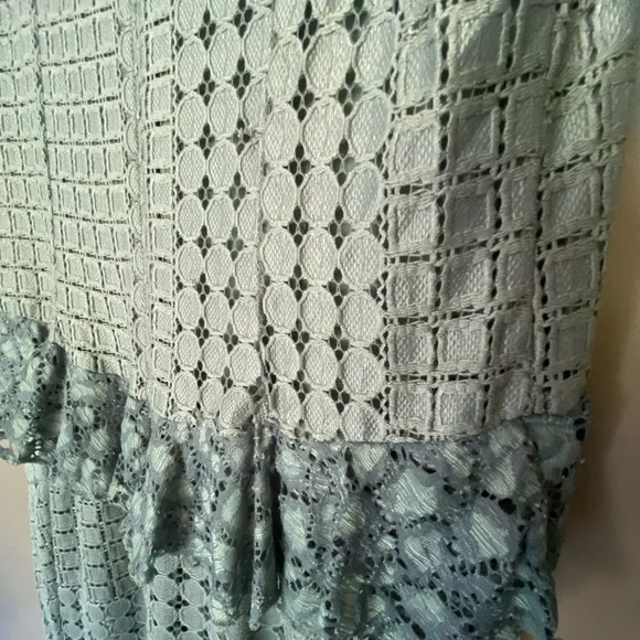 ANTHROPOLOGIE Antoinette Green Ruffle Midi Lace Crochet Dress Size 16 - Picture 9 of 10